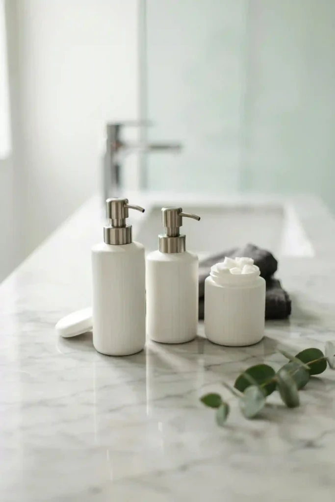 12 Budget-Friendly Bathroom Decor Ideas 7 Concrete or Ceramic Soap Dispenser Set