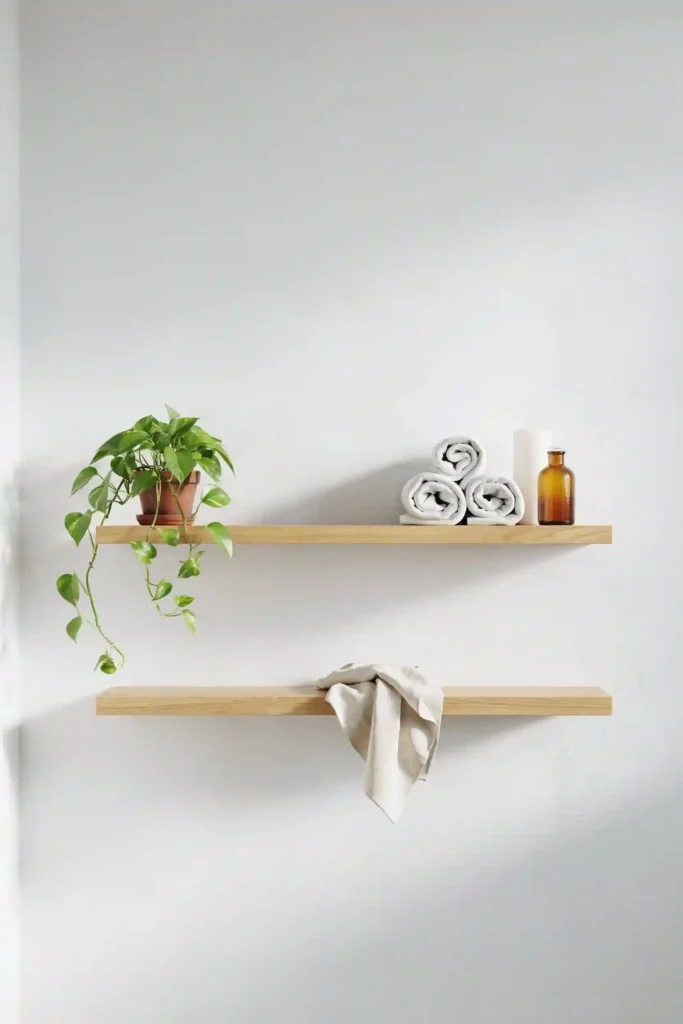 12 Budget-Friendly Bathroom Decor Ideas 1 Floating Wooden Shelves