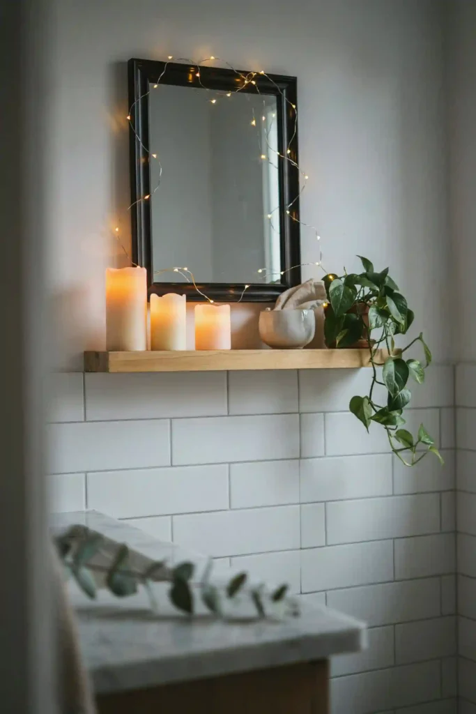 12 Budget-Friendly Bathroom Decor Ideas 8 LED Candle Lights or Fairy Lights