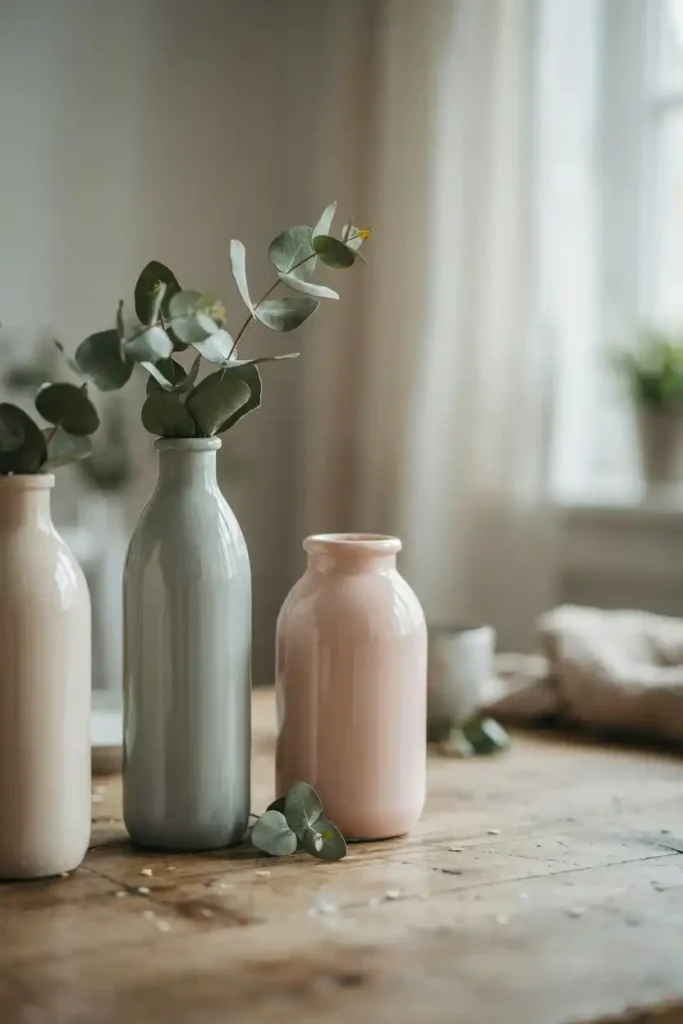 12 DIY Upcycled Bottles Decor Ideas 1 DIY Painted Glass Vases