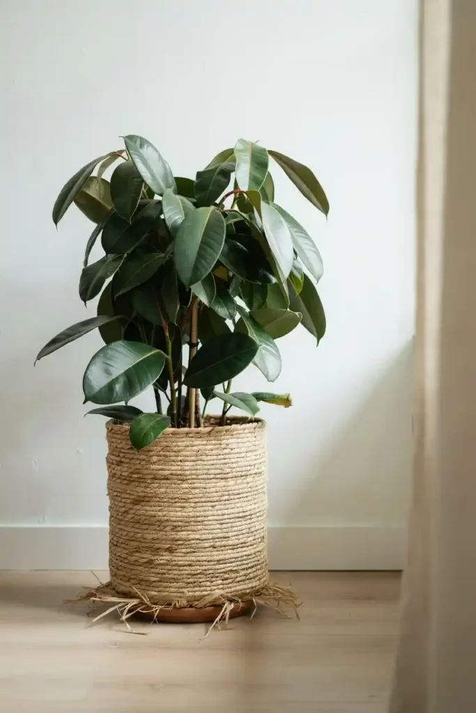 Plant in a Woven Basket Pot Cover