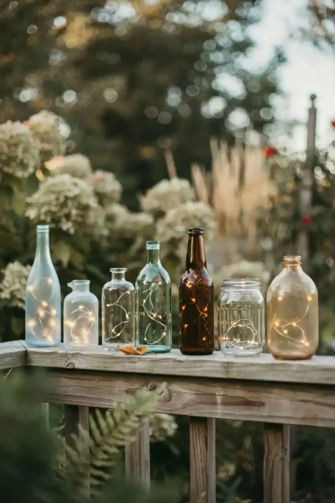 12 DIY Upcycled Bottles Decor Ideas 3 String Light Bottle Lanterns