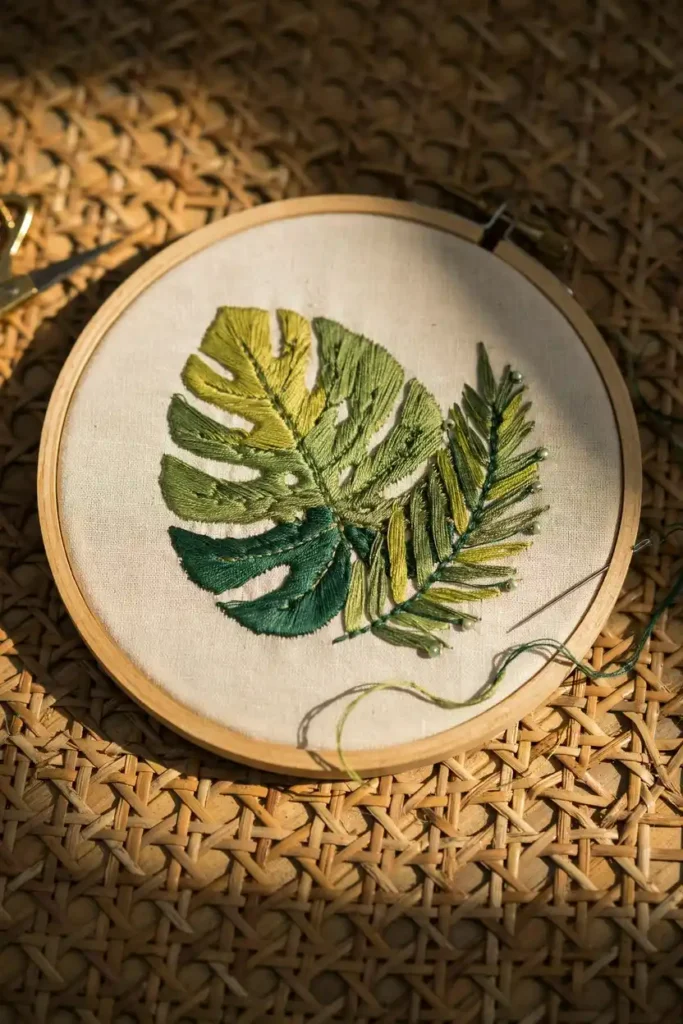 12 Modern Embroidery Patterns Ideas 8 Tropical Leaf Embroidery