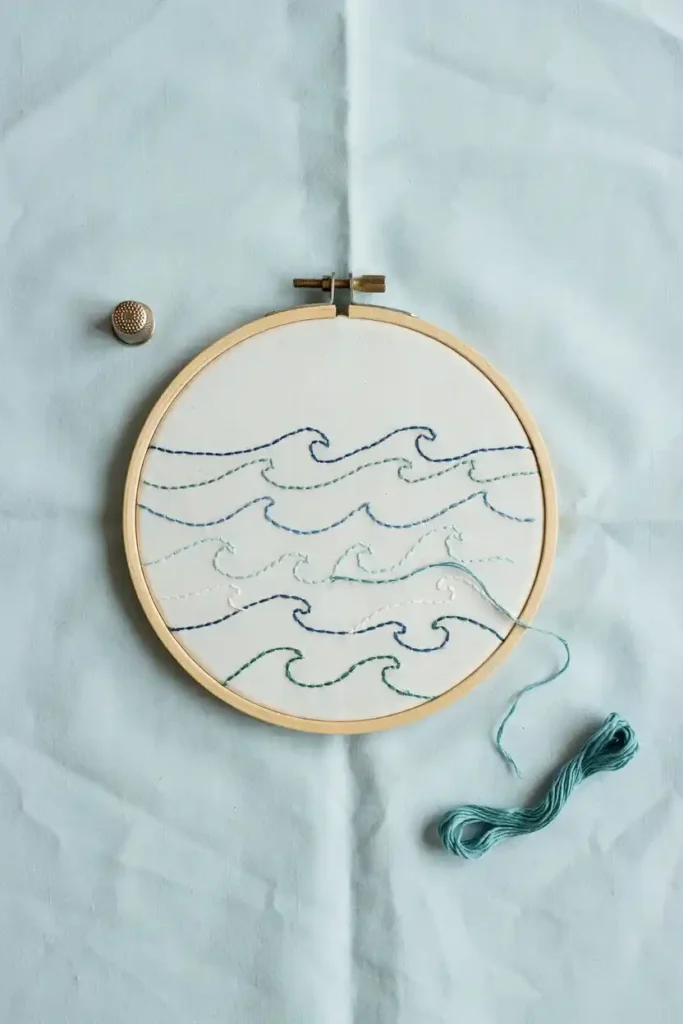12 Modern Embroidery Patterns Ideas 10 Wave and Ocean Line Embroidery