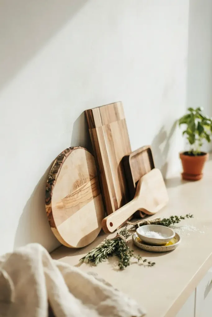12 Stylish Open-Shelf Kitchen Decorating Ideas 2 Wooden Cutting Board Gallery