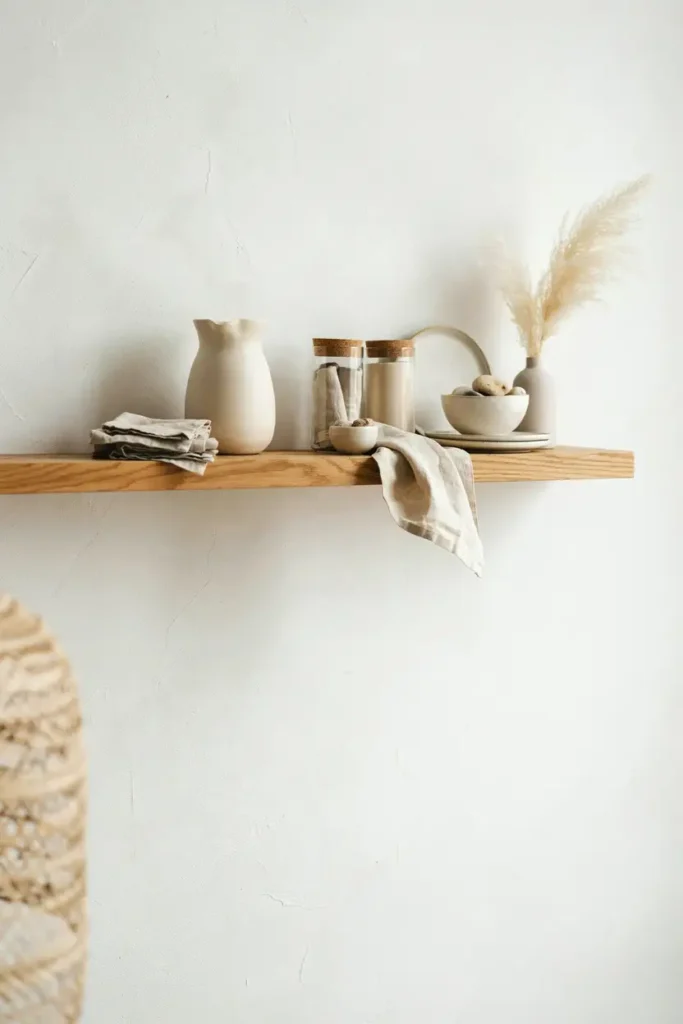 12 Stylish Open-Shelf Kitchen Decorating Ideas 6 Woven Basket Storage Shelf