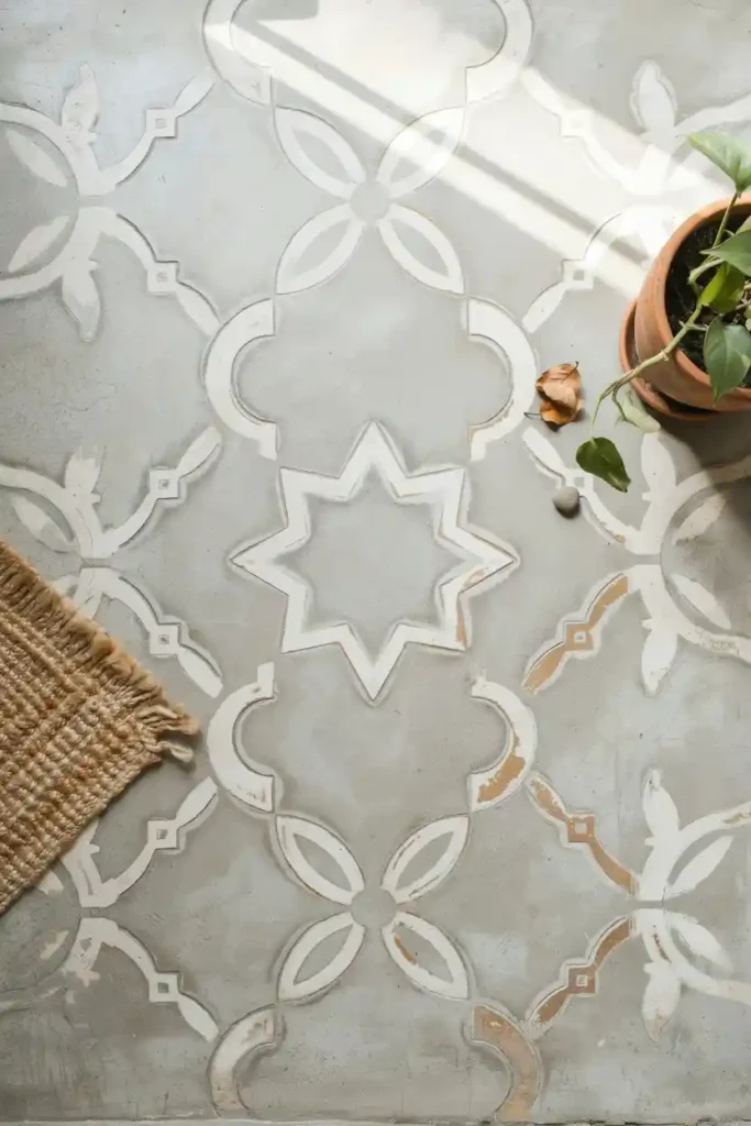 Balcony Flooring Painted Concrete with Stencils