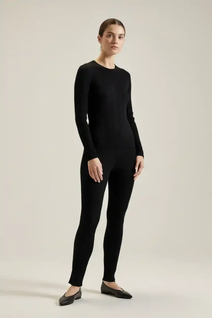 16 Chic All-Black Outfit Ideas 8 Black Ribbed Knit Co-ord Set