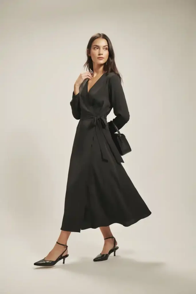 16 Chic All-Black Outfit Ideas 5 Black Wrap Dress for Every Occasion