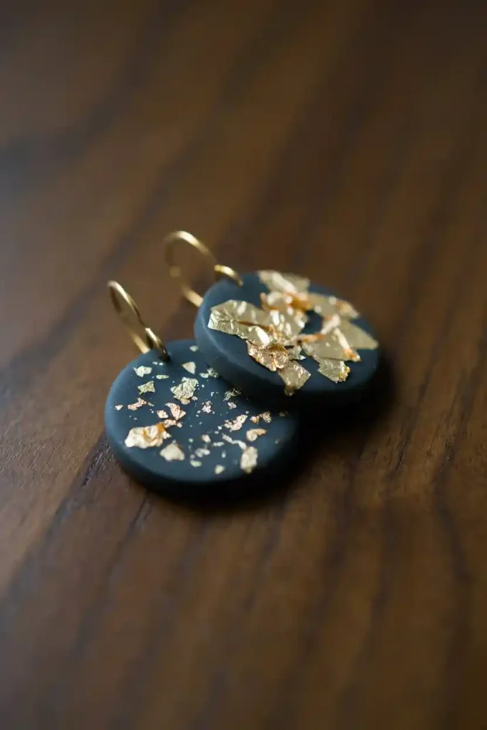 16 Polymer Clay Earring Ideas 16 Clay and Gold Foil Earrings