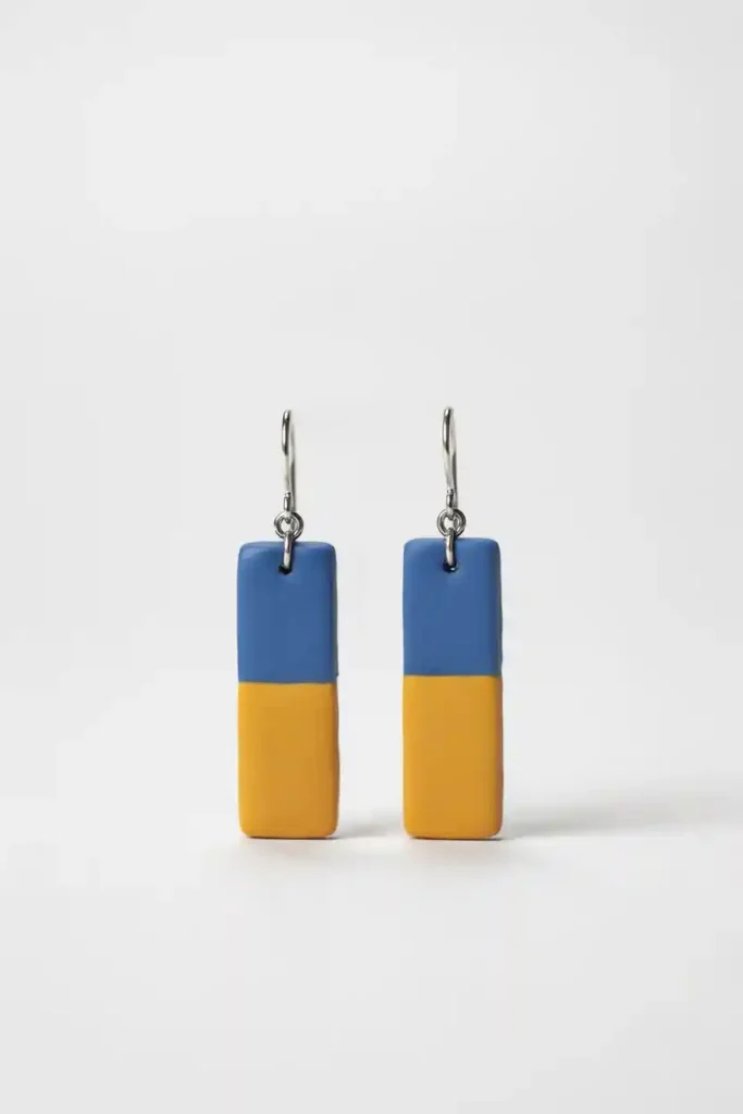 16 Polymer Clay Earring Ideas 7 Color Block Rectangle Earrings