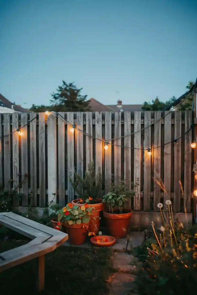 16 Minimalist Garden Lighting Ideas 15 Festoon Lights Along a Garden Fence