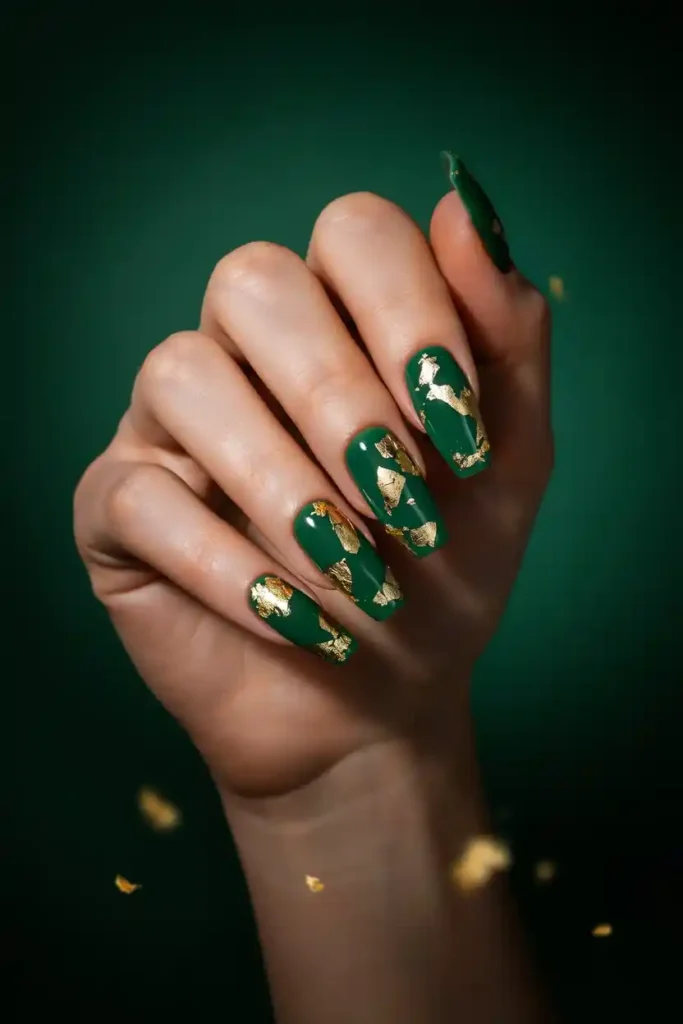 16 Top Trendy Long Nail Designs 16 Gold Foil Nails