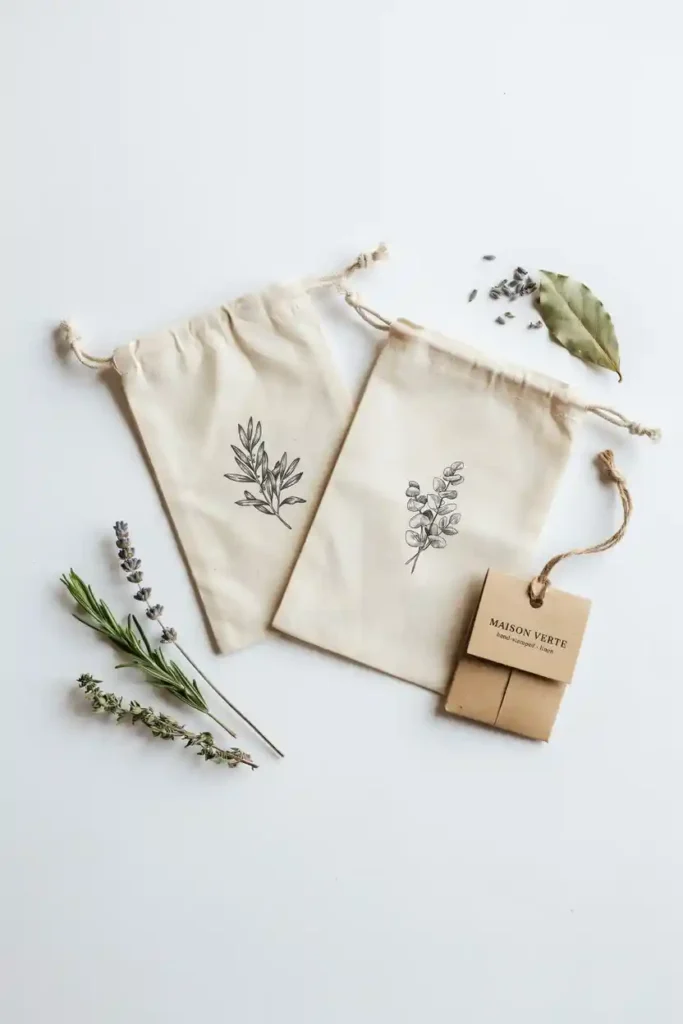 Hand-Stamped Linen Pouches