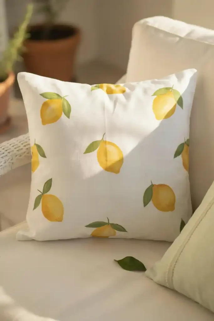 Lemon Print Throw Pillows