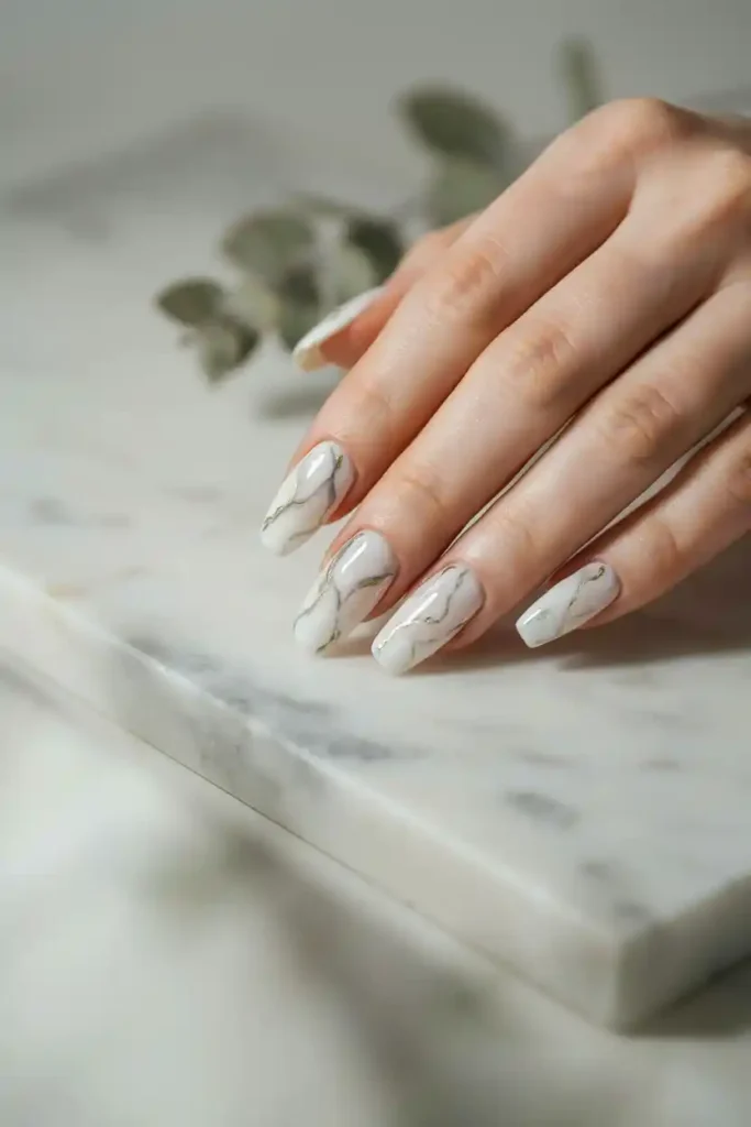 16 Top Trendy Long Nail Designs 11 Marble Nails