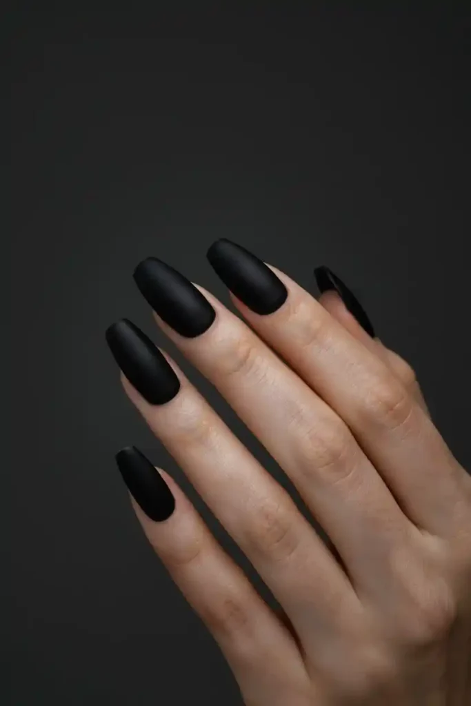 16 Top Trendy Long Nail Designs 13 Matte Black Nails