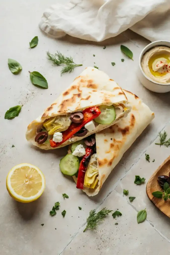 16 Creative Sandwich Recipe Ideas 7 Mediterranean Veggie Wrap Sandwich