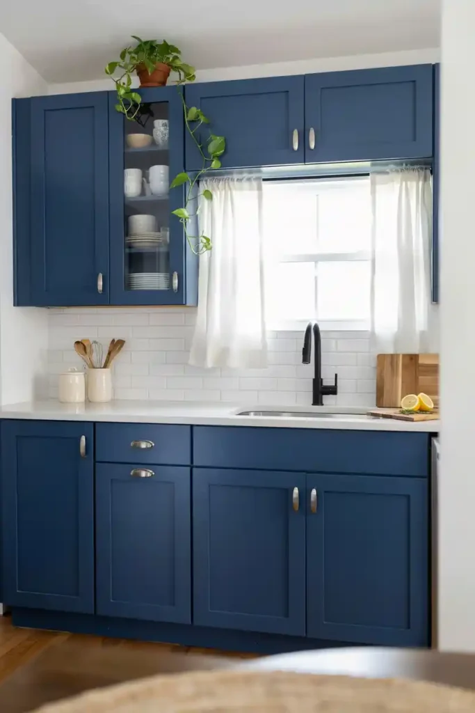 Navy Blue Shaker Cabinet Makeover