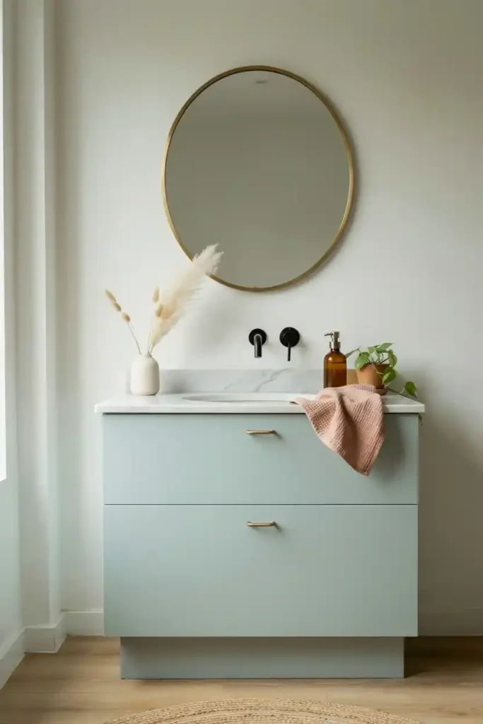 Pastel Bathroom Vanity Cabinet Makeover