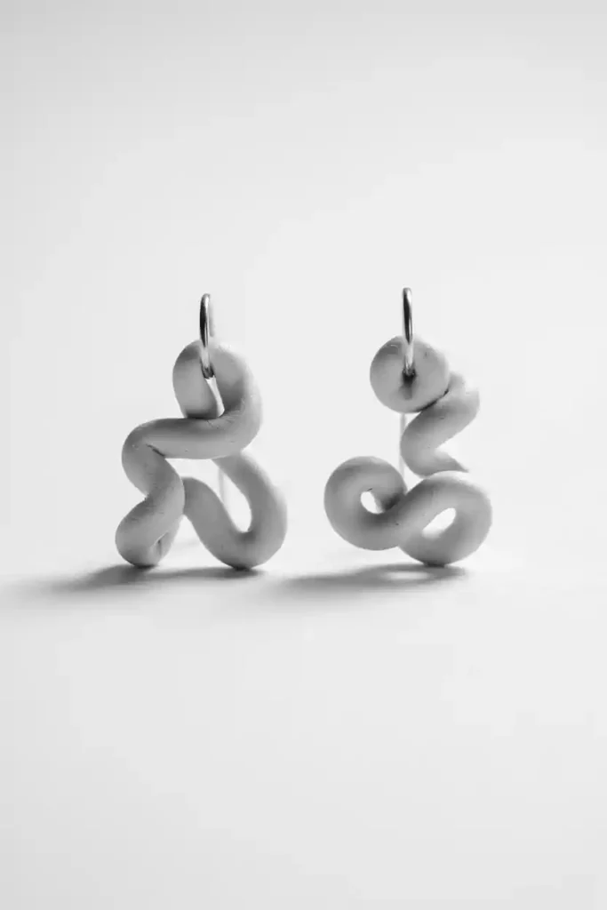 16 Polymer Clay Earring Ideas 14 Squiggle and Freeform Sculptural Earrings